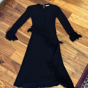 Zara Studio Black Long Sleeve Fringe Dress